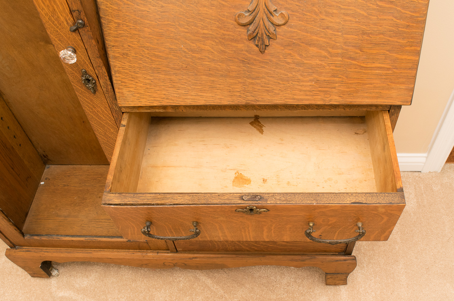 Antique Oak Secretary Desk and Bookcase