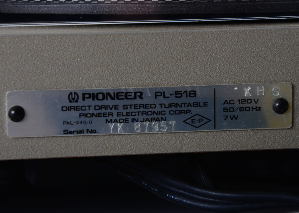 Pioneer PL-518 Turntable