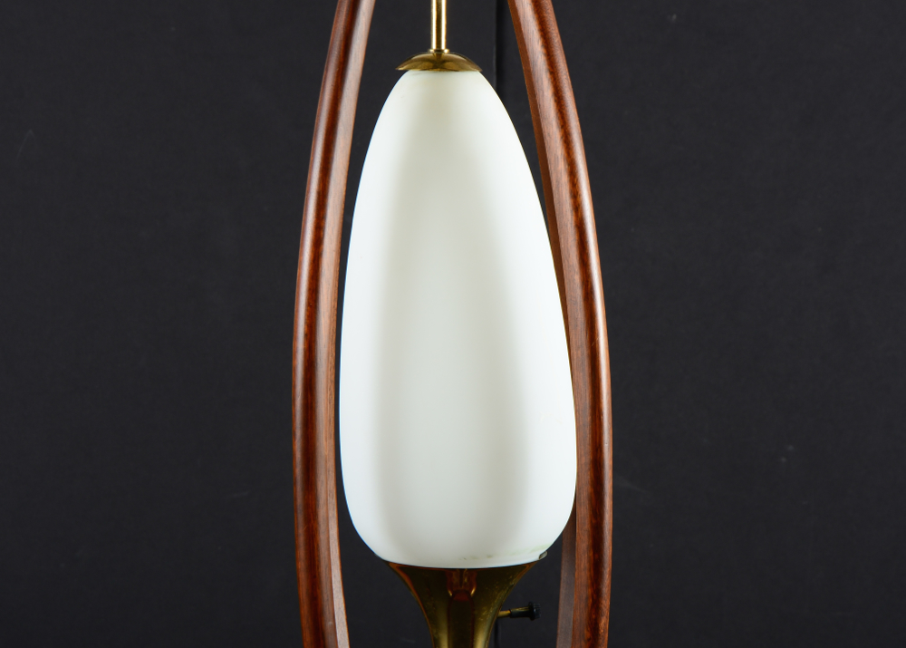Teak Frosted Glass Table Lamp