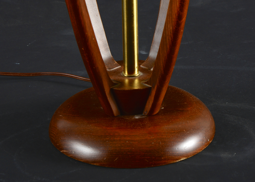 Teak Frosted Glass Table Lamp