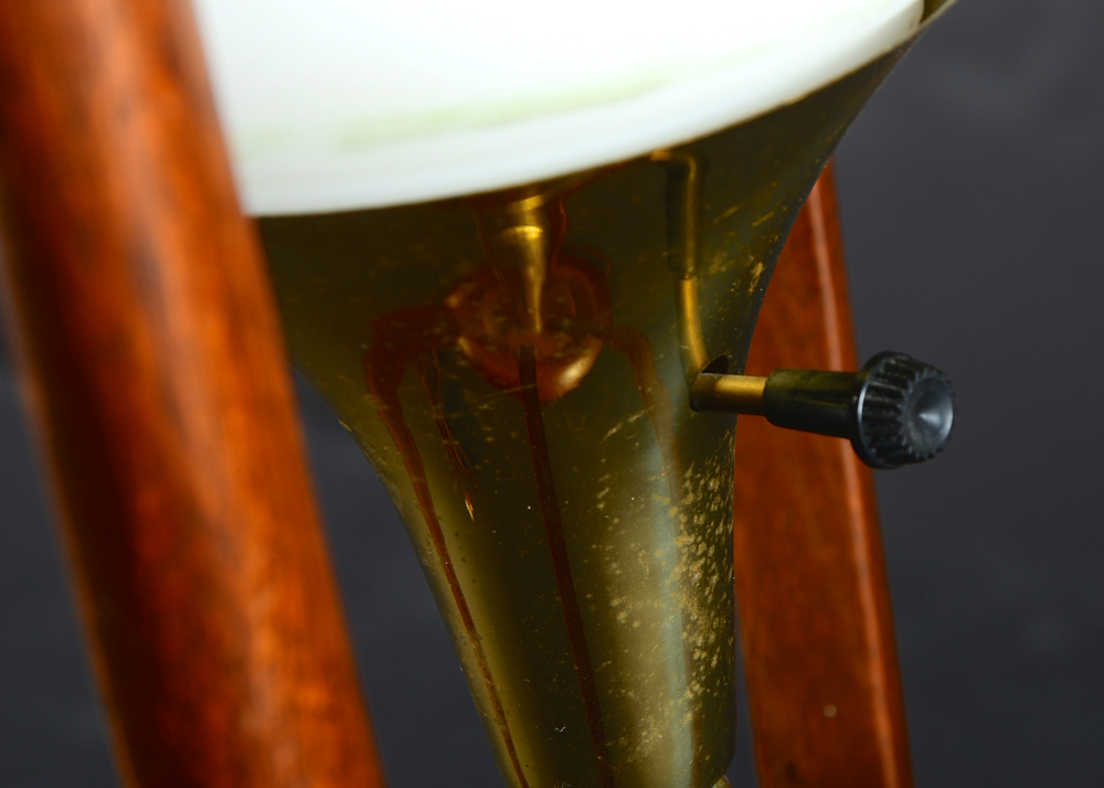 Teak Frosted Glass Table Lamp