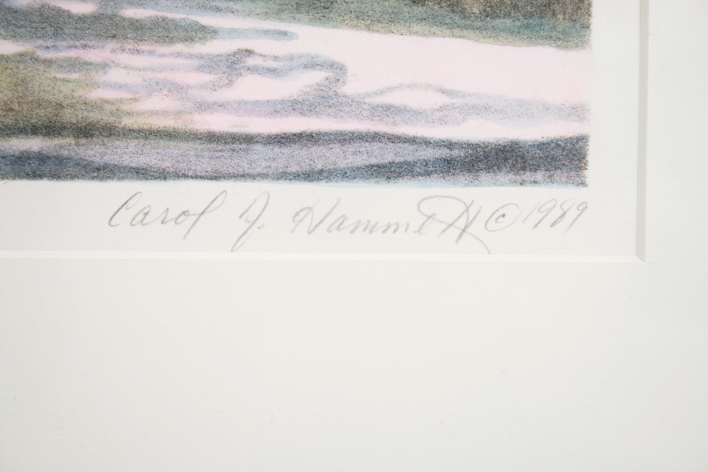 Carol Hammett Signed A/P Hand-colored Lithograph Of Southern Live Oaks