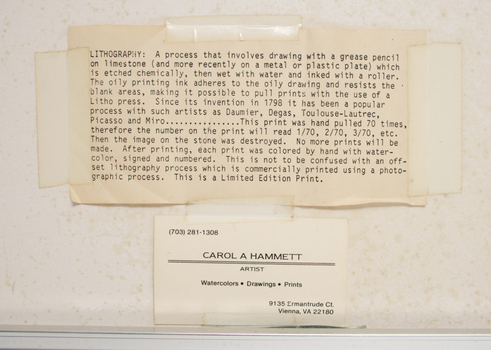 Carol Hammett Signed A/P Hand-colored Lithograph Of Southern Live Oaks