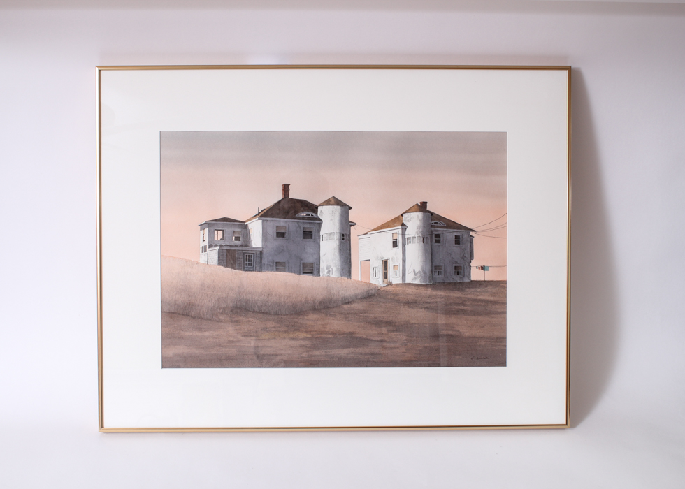 B.J. Anderson Original Stone Lithograph And Watercolor Of New England