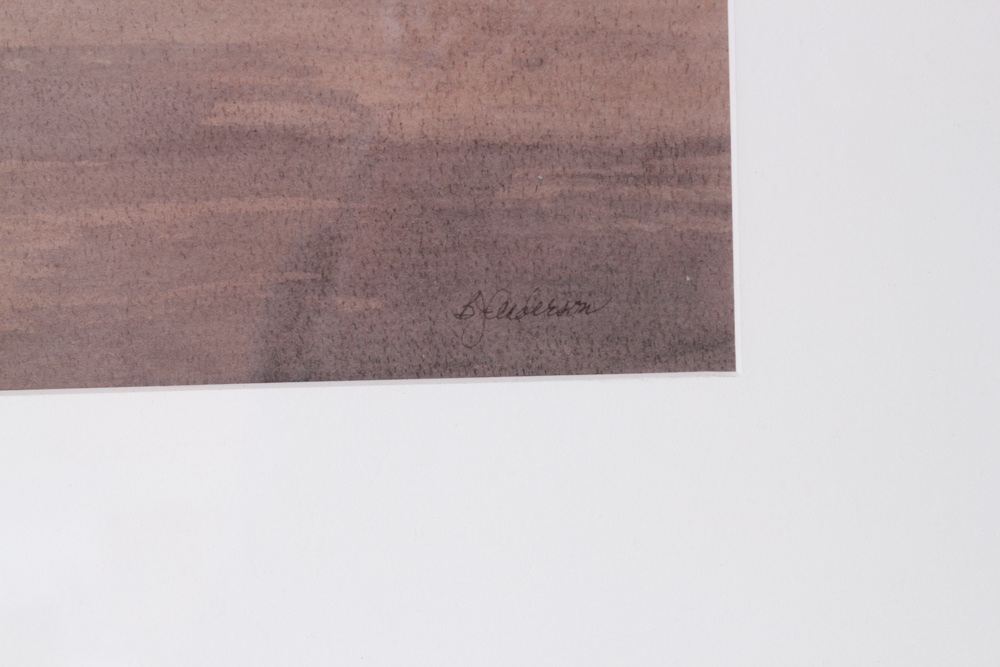 B.J. Anderson Original Stone Lithograph And Watercolor Of New England