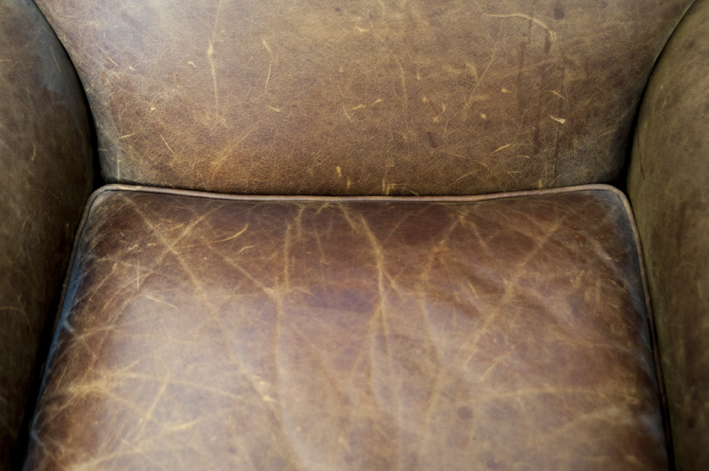 Crate & Barrel Leather Chair and Ottoman