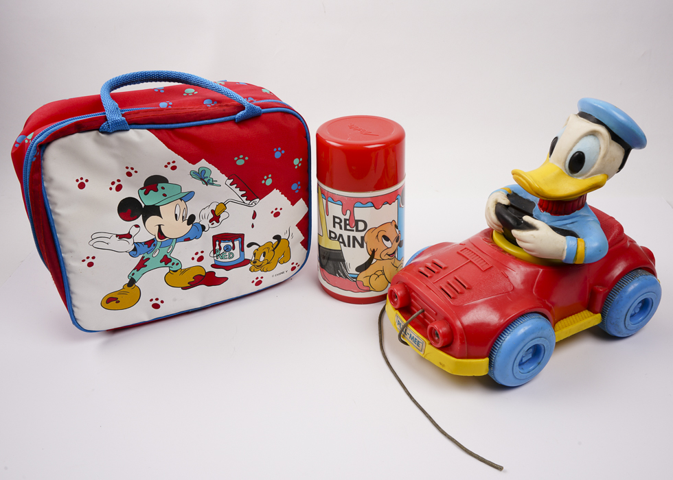 Vintage Disney Pull Toy and Lunchbox