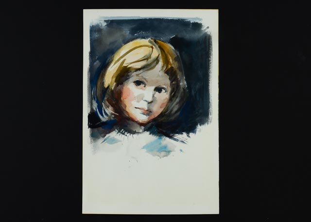 Jack Meanwell Original Watercolor Portrait of a Child