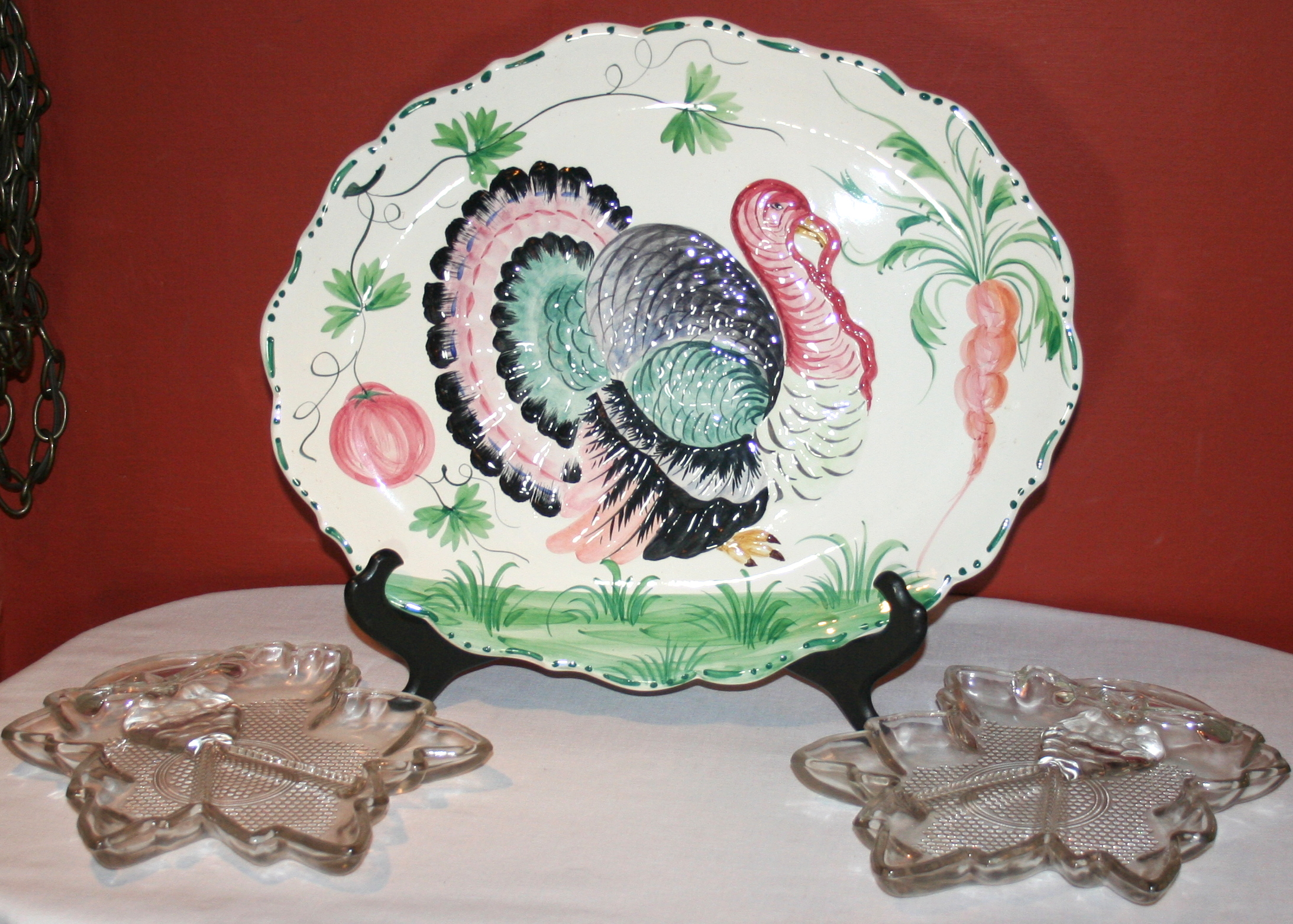 Turkey Platter and Glass Serving Plates