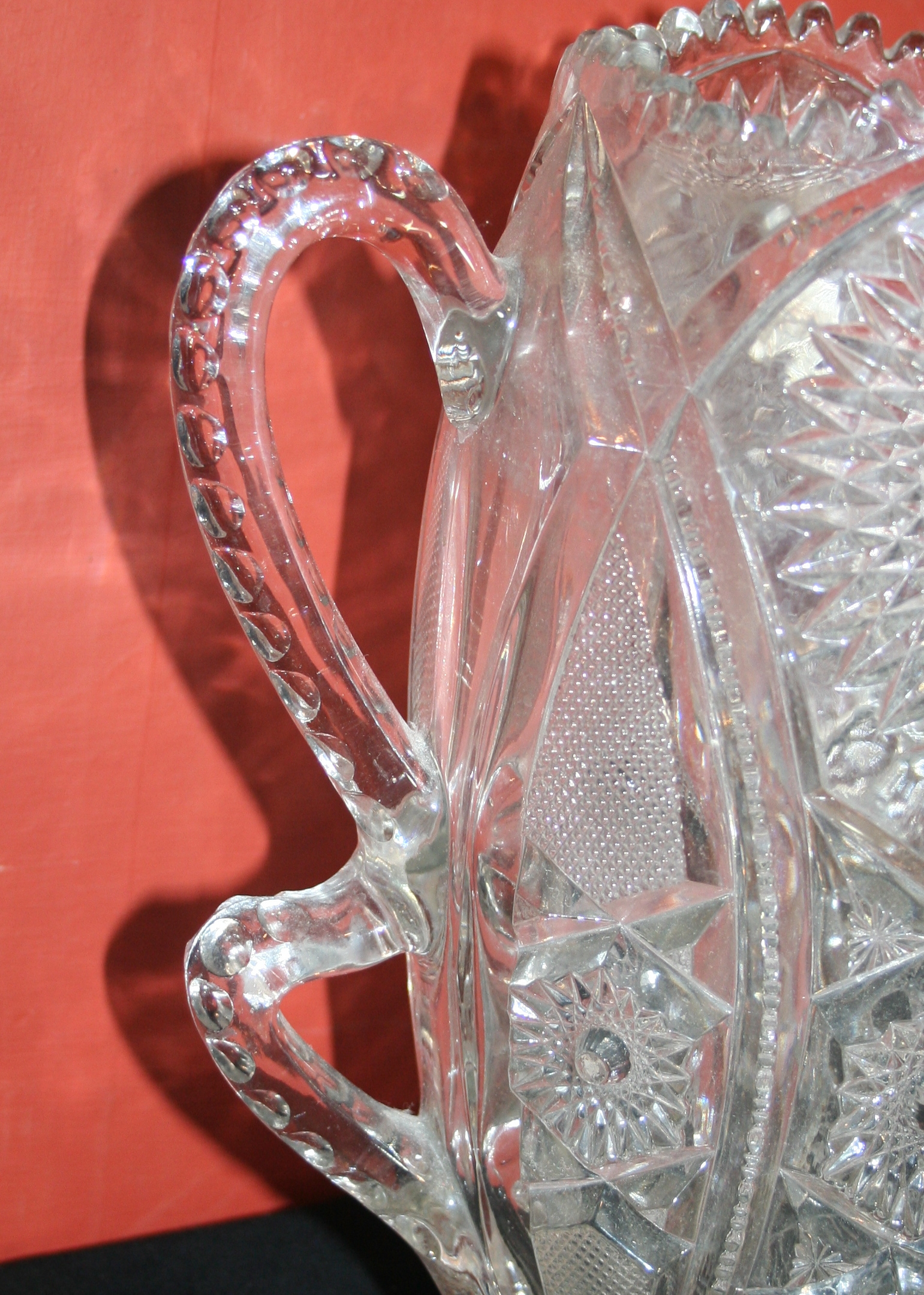 Brilliant Cut Glass Vase With Four Handles