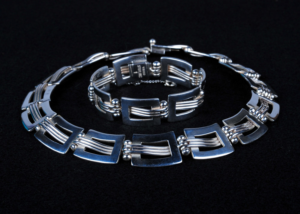 Sterling Silver Bracelet and Necklace Set