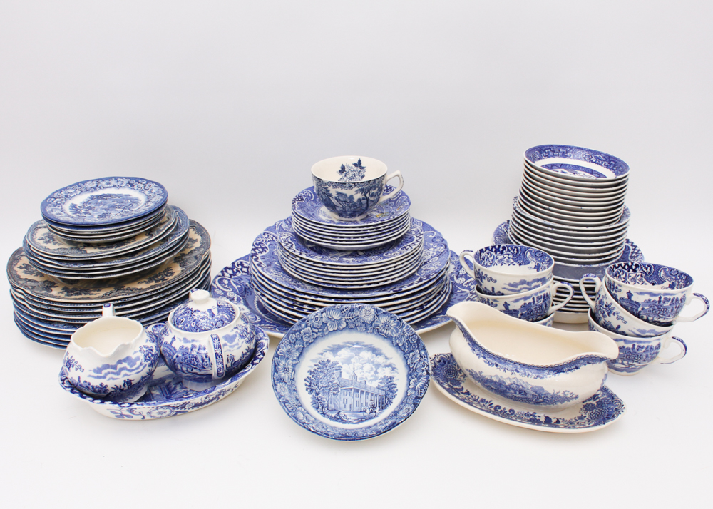 Blue and White China in W.R. Midwinter "Landscape" and More