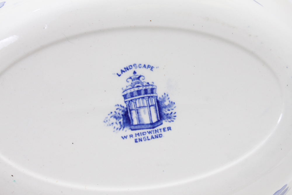 Blue and White China in W.R. Midwinter "Landscape" and More