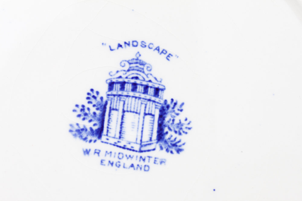 Blue and White China in W.R. Midwinter "Landscape" and More