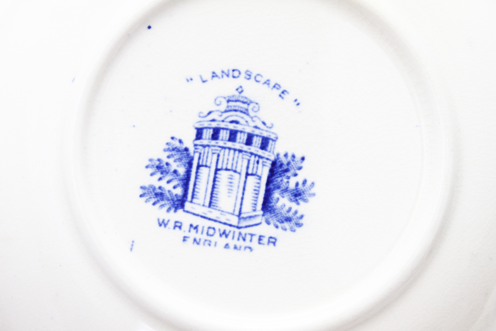 Blue and White China in W.R. Midwinter "Landscape" and More