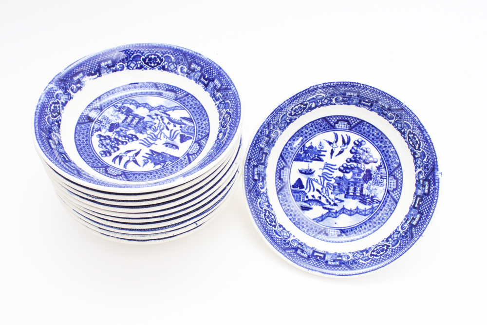 Blue and White China in W.R. Midwinter "Landscape" and More