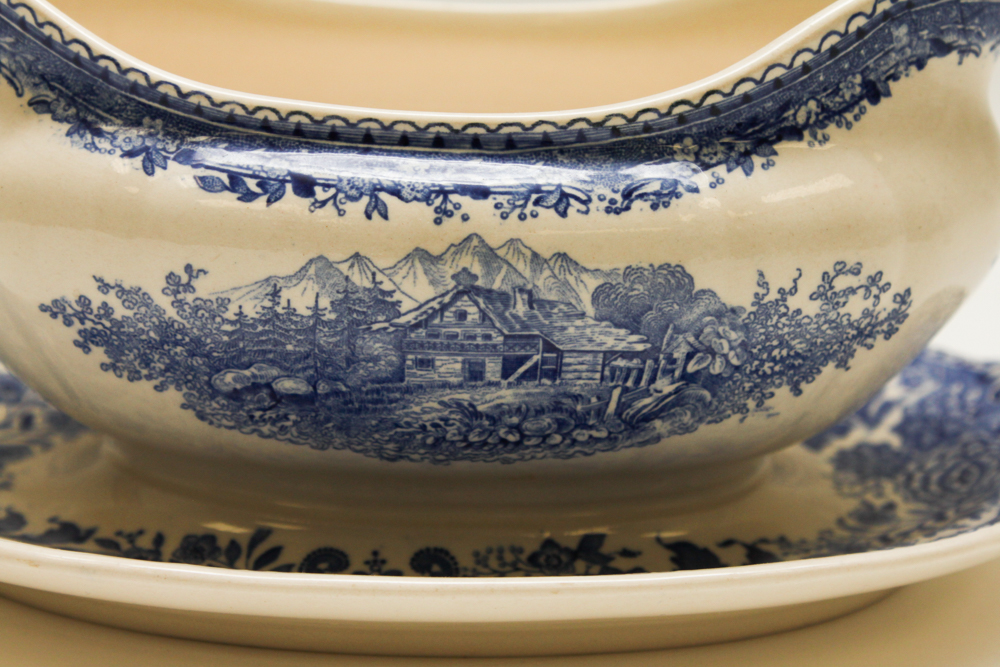 Blue and White China in W.R. Midwinter "Landscape" and More