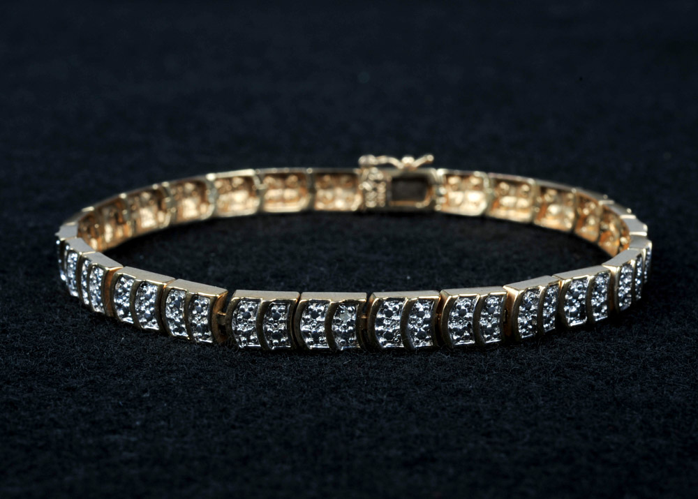 Gold Over Sterling Diamond Tennis Bracelet