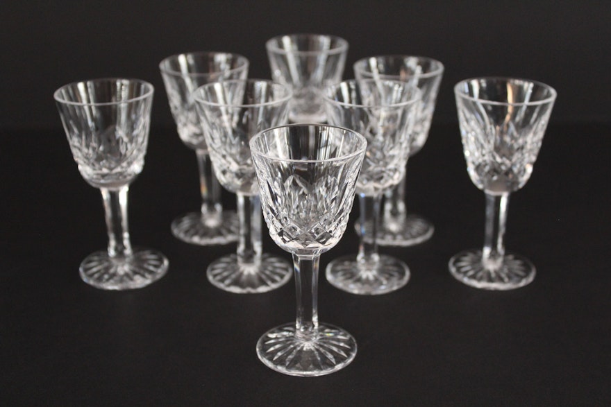 Eight Waterford Crystal "Lismore" Cordial Liqueur Glasses
