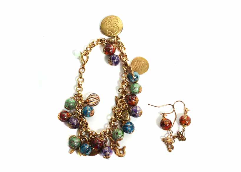 Locket Charm Bracelet and Earrings