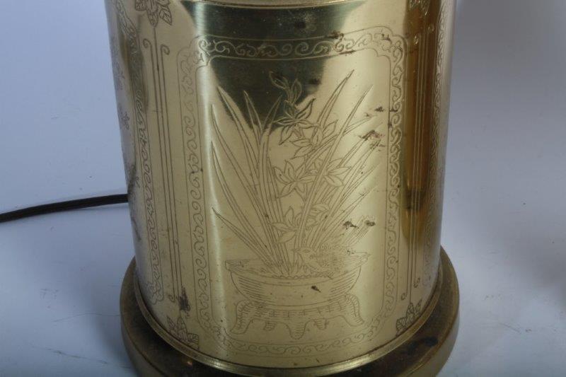 Two Stamped Brass Lamps