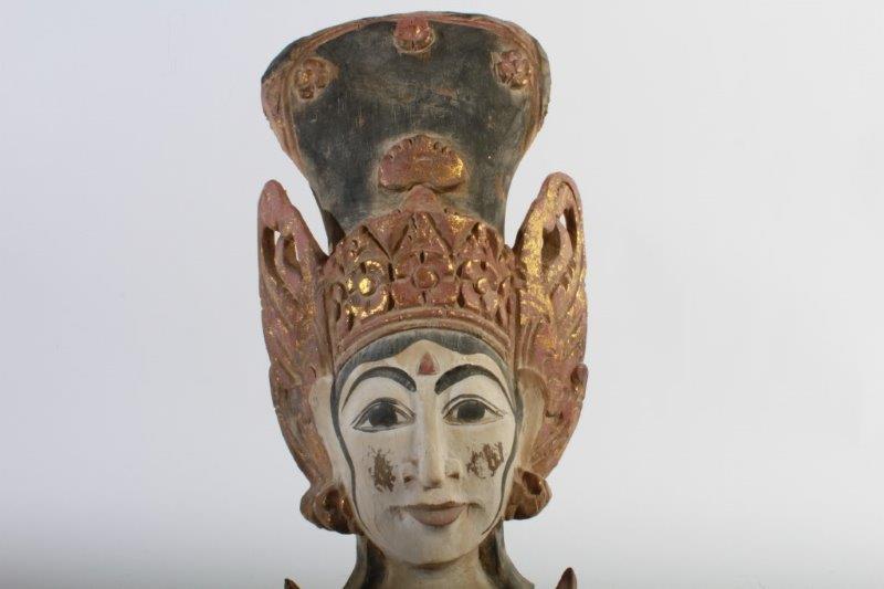 Arhaus "Rice Goddess" Carved Teak Wall Hanging