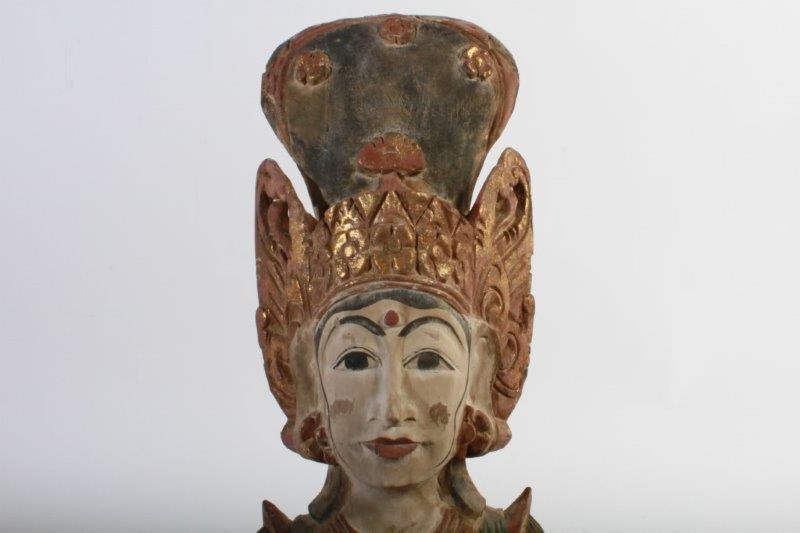 Arhaus "Rice Goddess" Carved Teak Wall Hanging