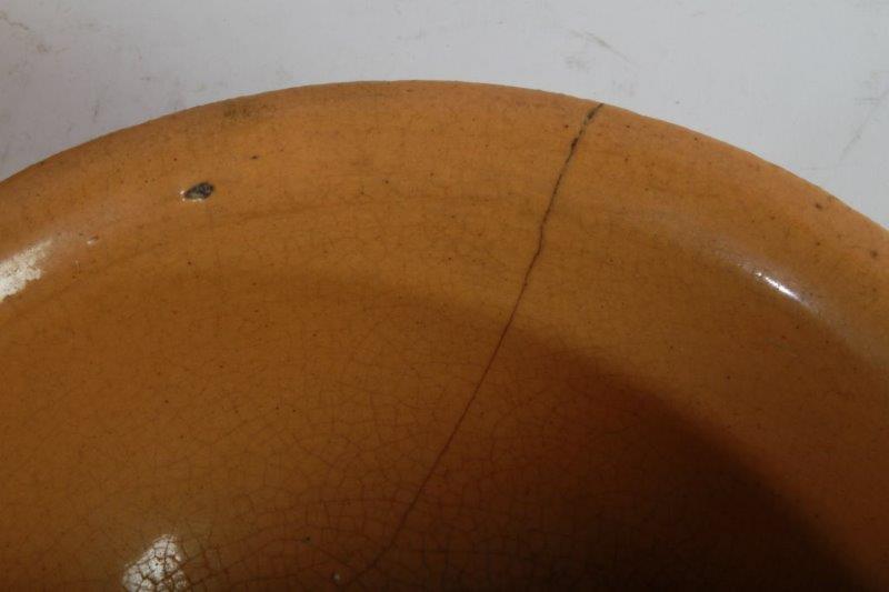 Three Antique Yellow Ceramic Bowls