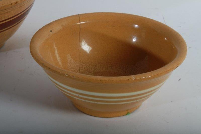 Three Antique Yellow Ceramic Bowls