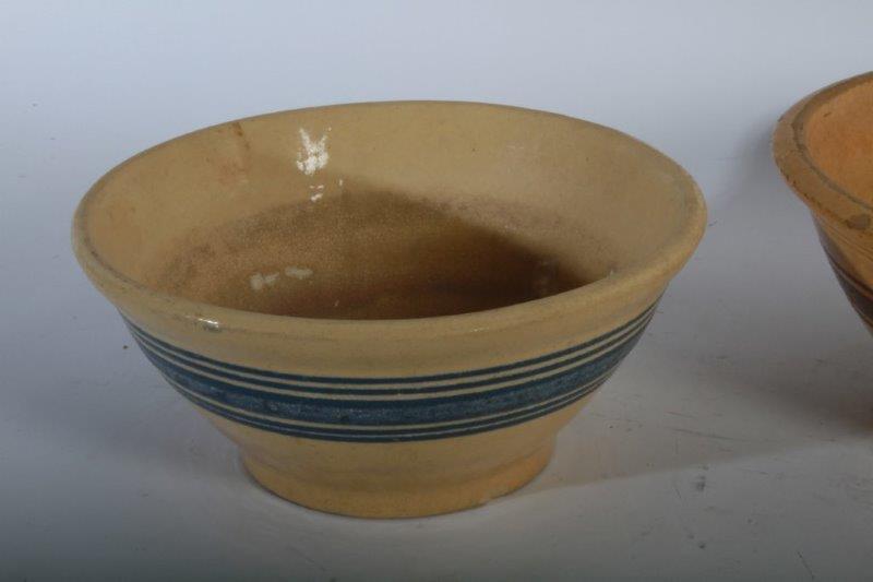 Three Antique Yellow Ceramic Bowls