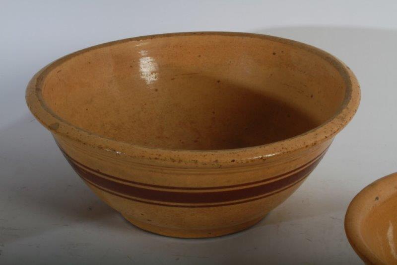 Three Antique Yellow Ceramic Bowls