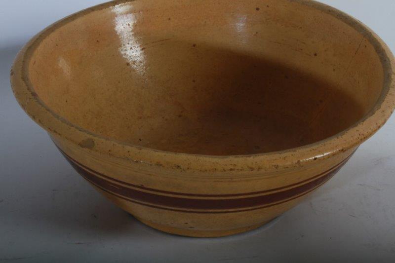 Three Antique Yellow Ceramic Bowls