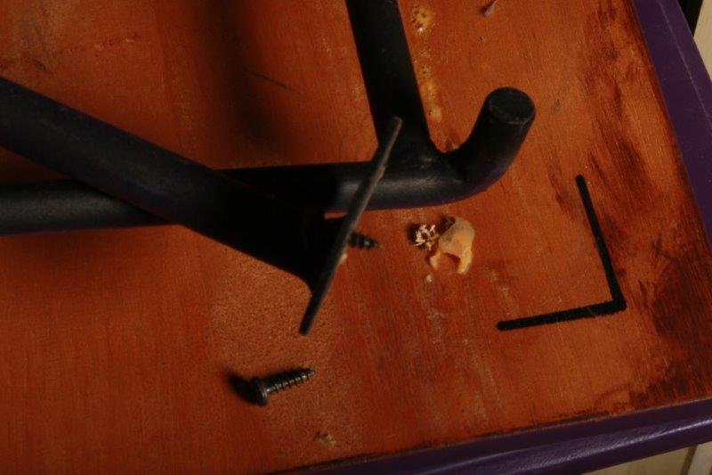 Two Black Metal and Wood Side Tables