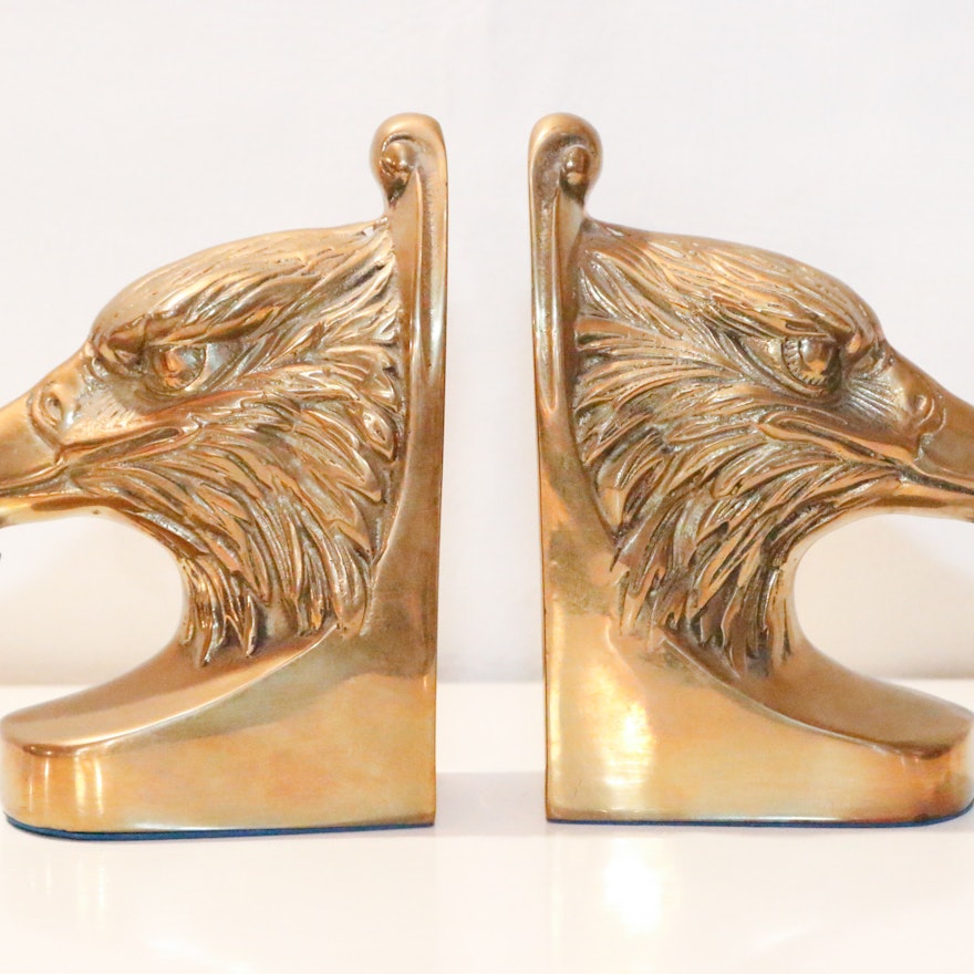 Cast Brass Eagle Head Bookends