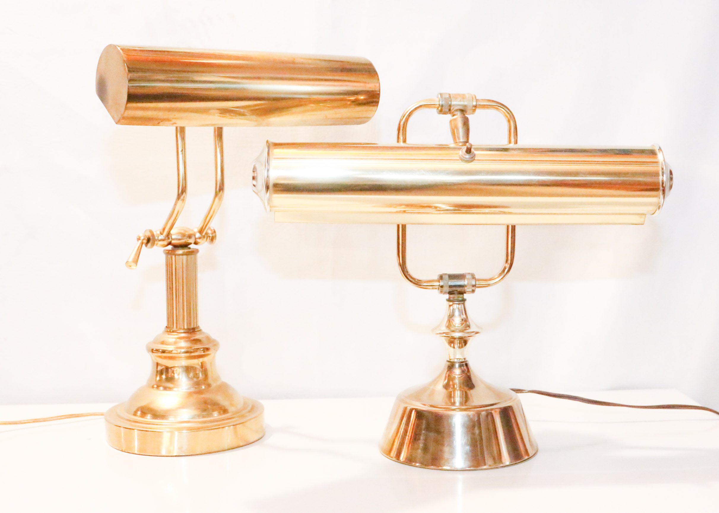 Pair of Brass Piano Lamps