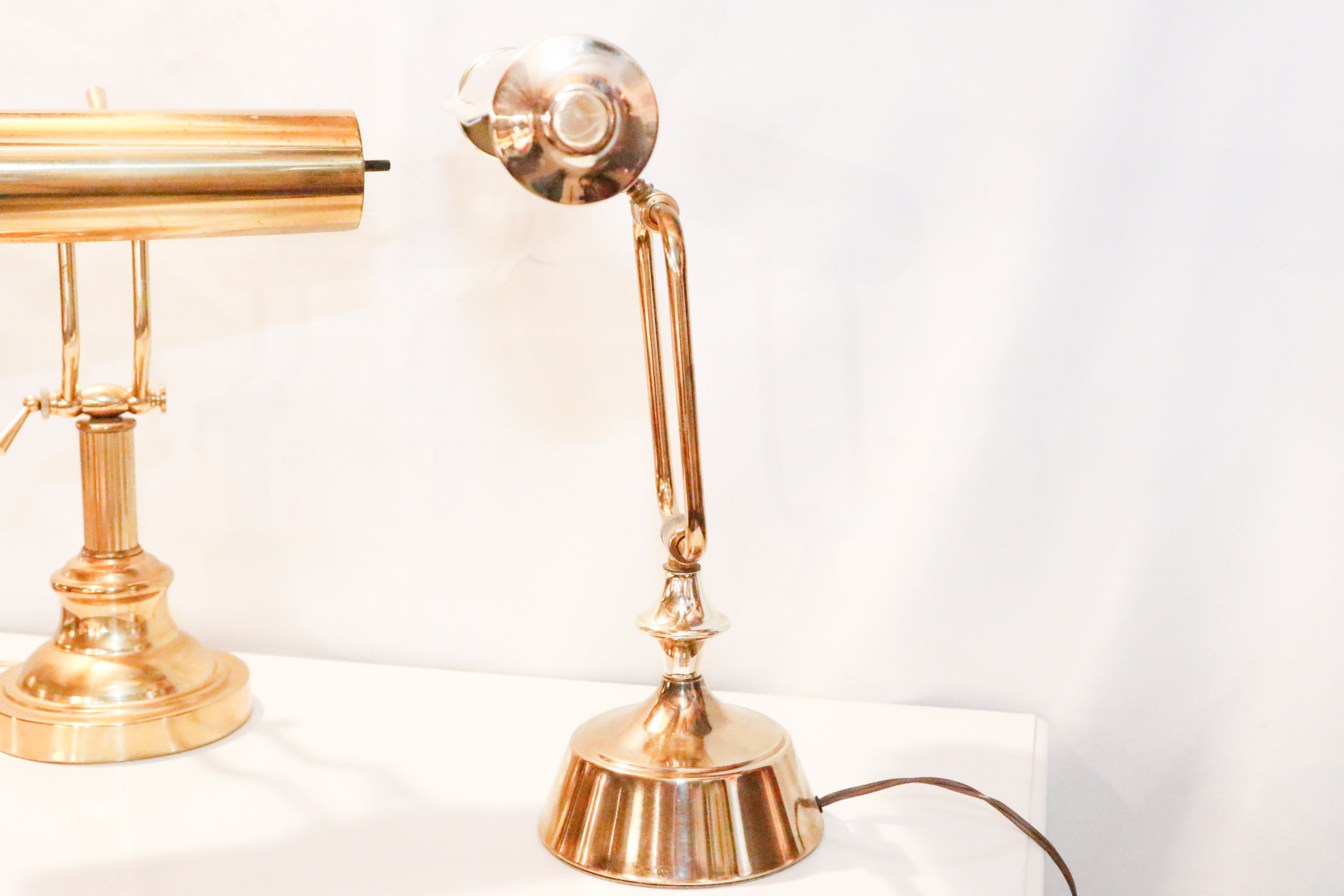 Pair of Brass Piano Lamps