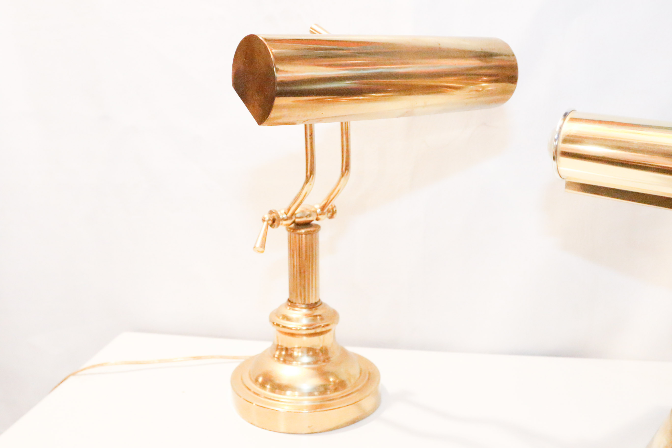 Pair of Brass Piano Lamps