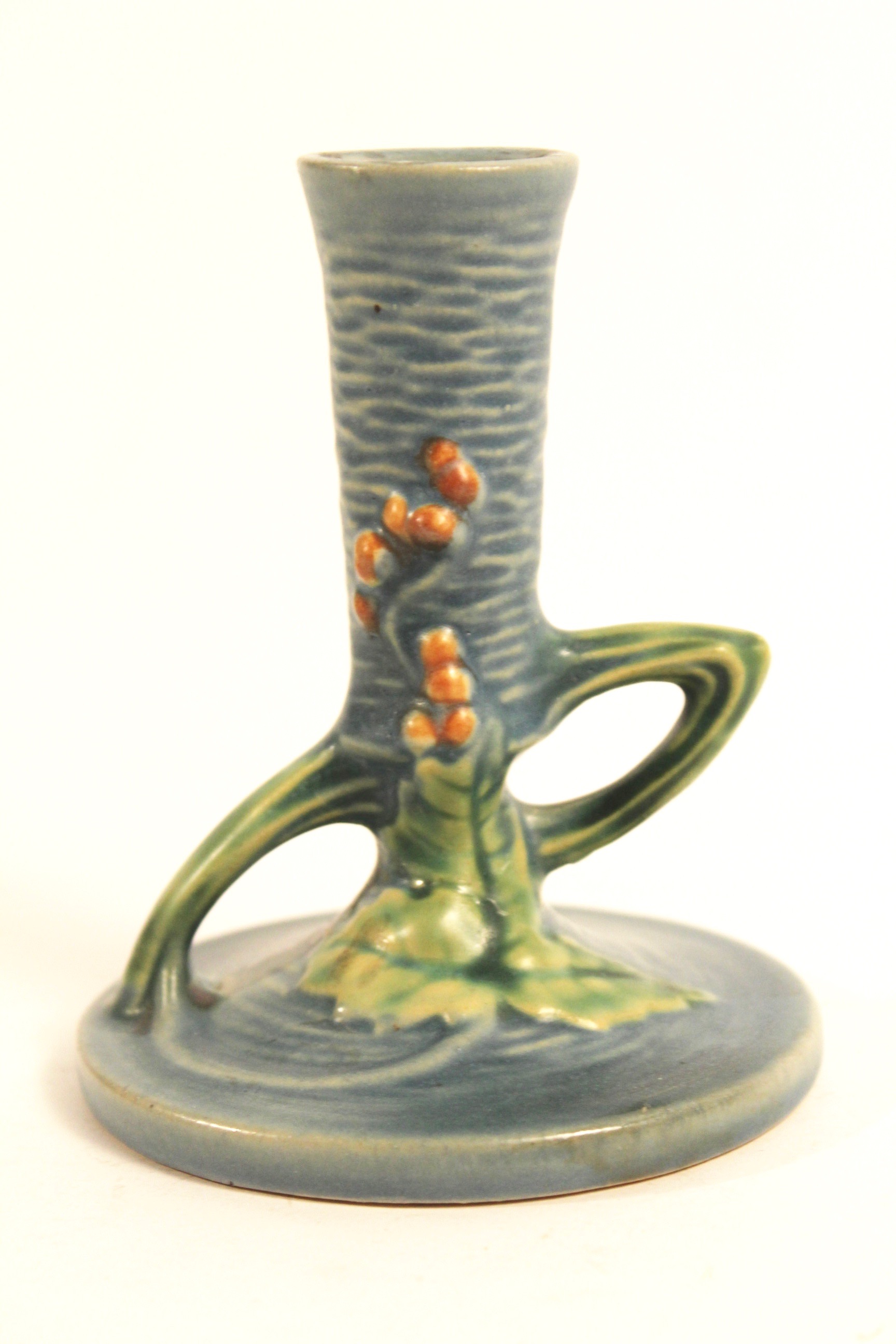 Roseville "Bushberry" Candlestick and Flower Frog