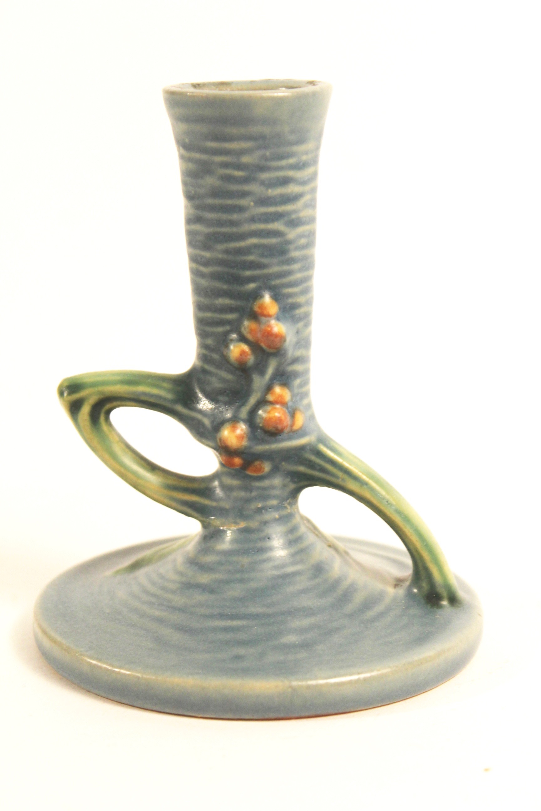 Roseville "Bushberry" Candlestick and Flower Frog