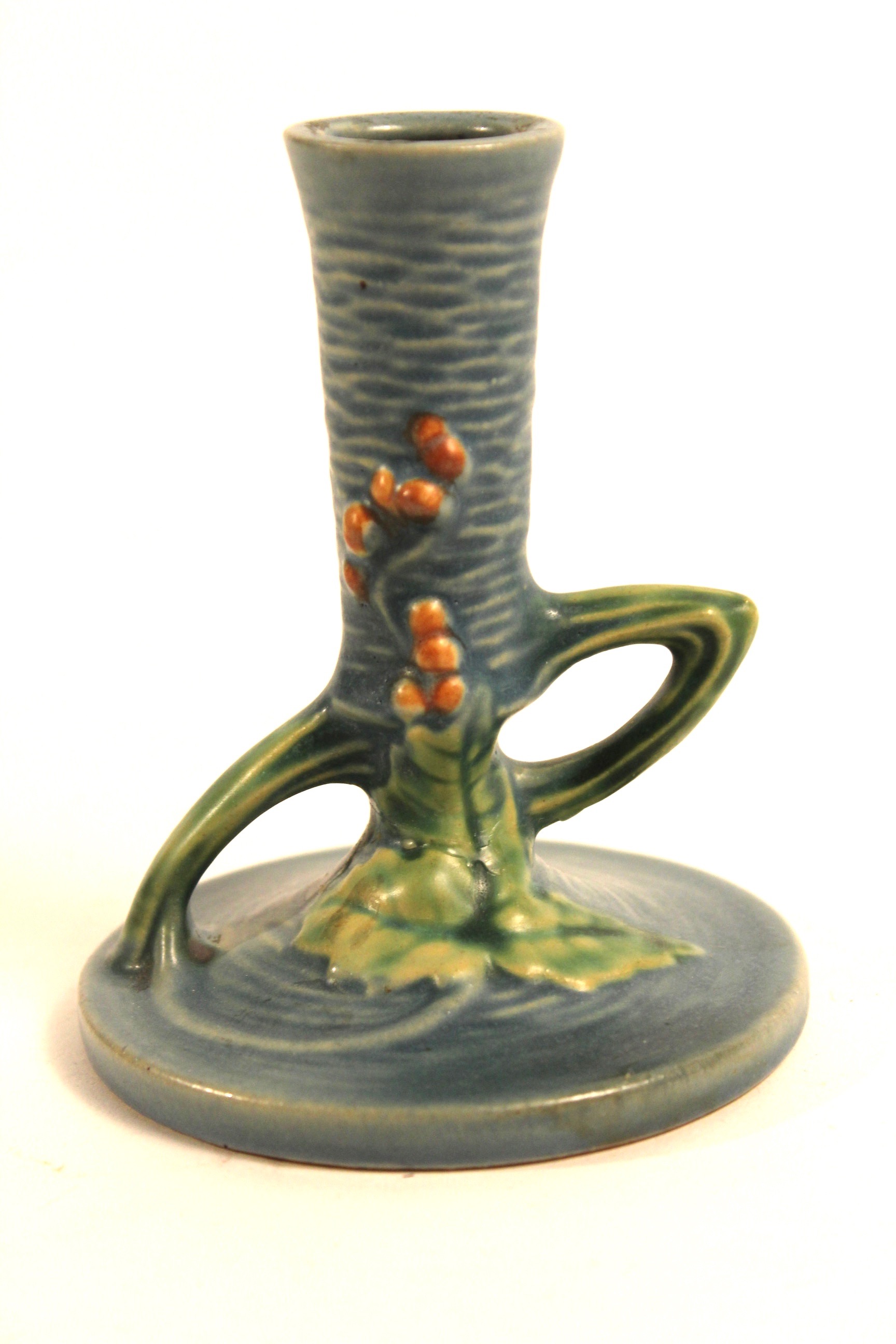 Roseville "Bushberry" Candlestick and Flower Frog