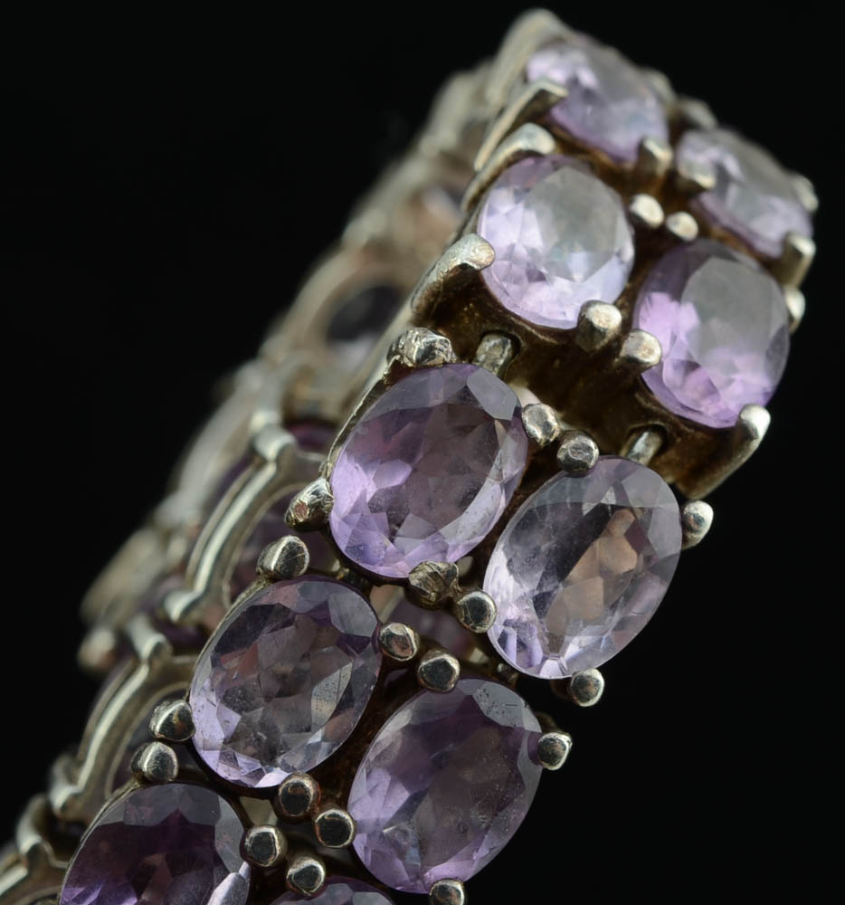 Sterling Silver and Amethyst Bracelet