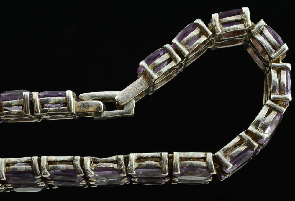 Sterling Silver and Amethyst Bracelet