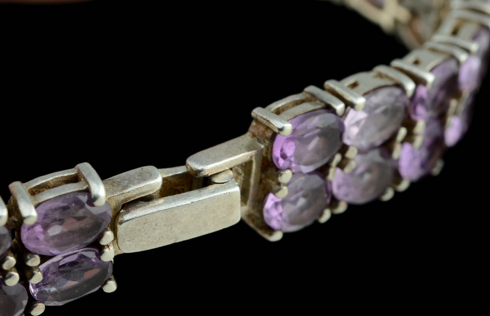 Sterling Silver and Amethyst Bracelet
