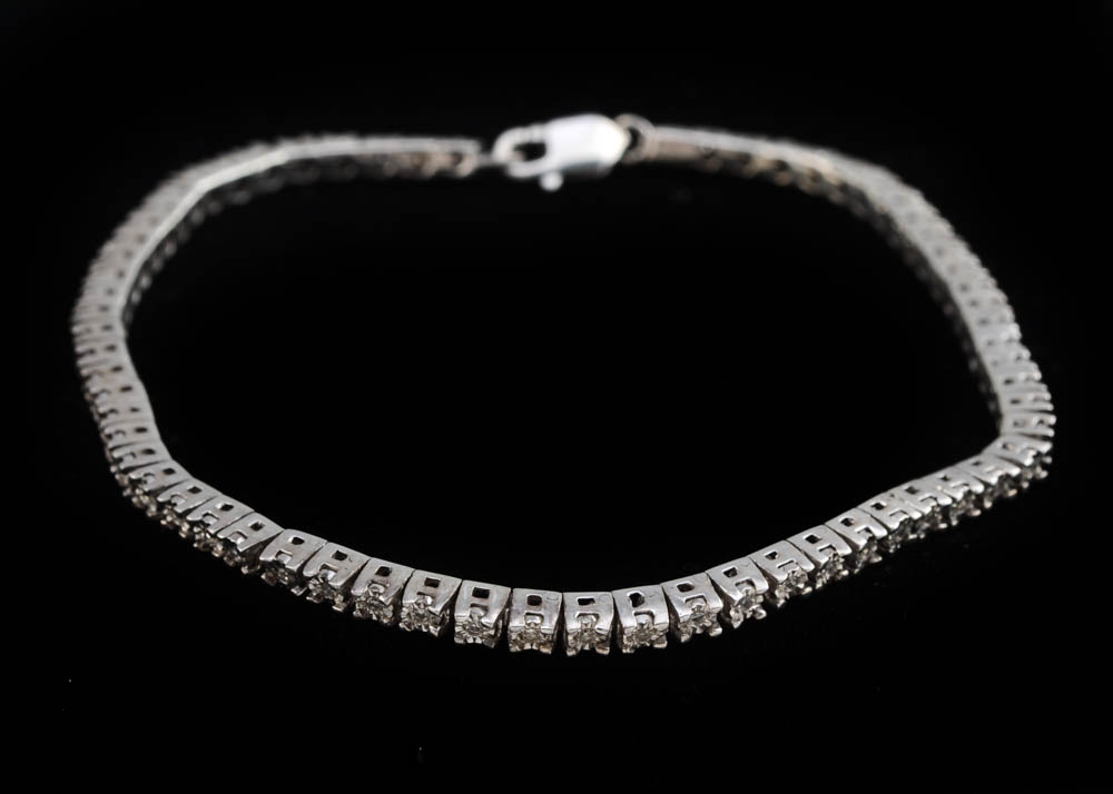 Sterling Silver and Diamond Tennis Bracelet