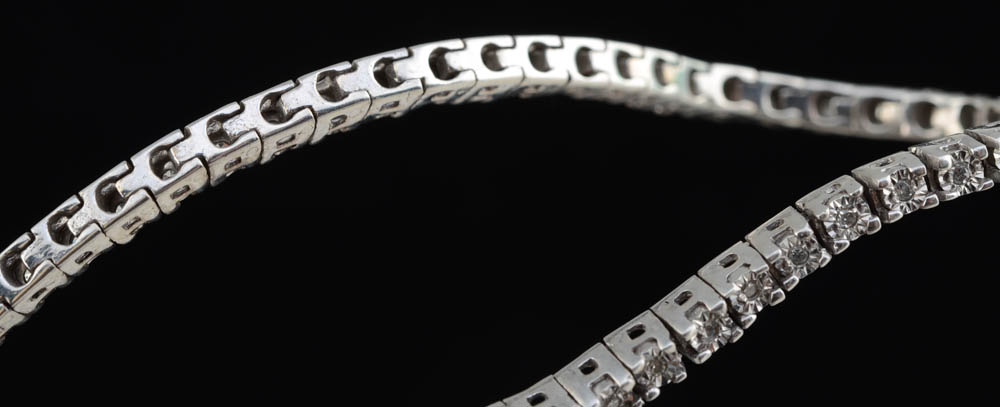 Sterling Silver and Diamond Tennis Bracelet