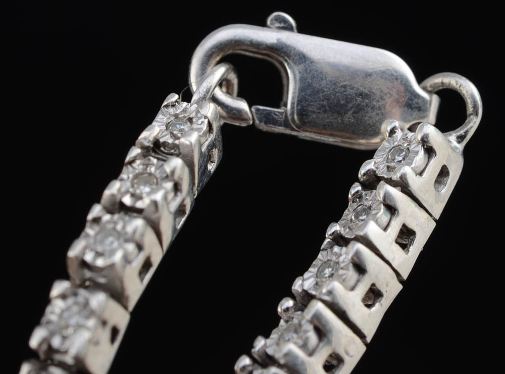 Sterling Silver and Diamond Tennis Bracelet