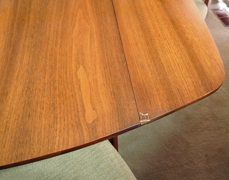 Kent Coffey Perspecta Walnut Drop Leaf Dining Table and Four Chairs