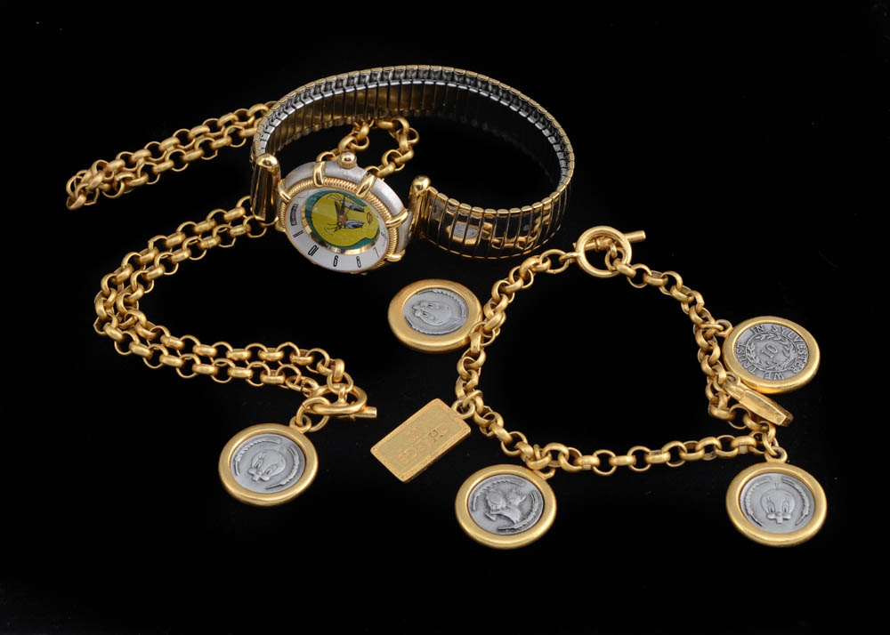 1995 Armitron WB Tweety Bird Watch with Necklace and Bracelet