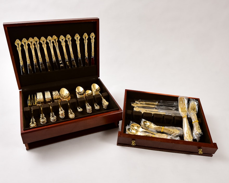 Gold Tone Stainless Steel Flatware