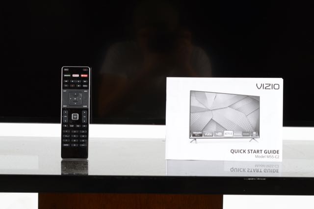 Pamari Smoked Glass TV Stand with Vizio 55" HD Television